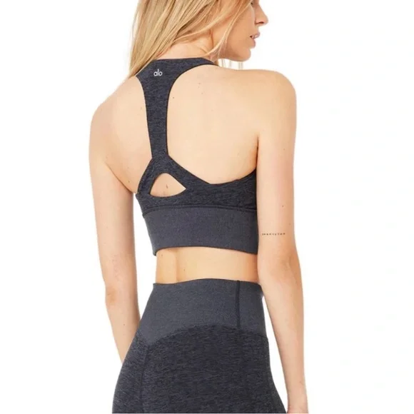 Alo Yoga Alosoft Serenity Sports Bra in Rich Navy Heather Size Large - Picture 3 of 6